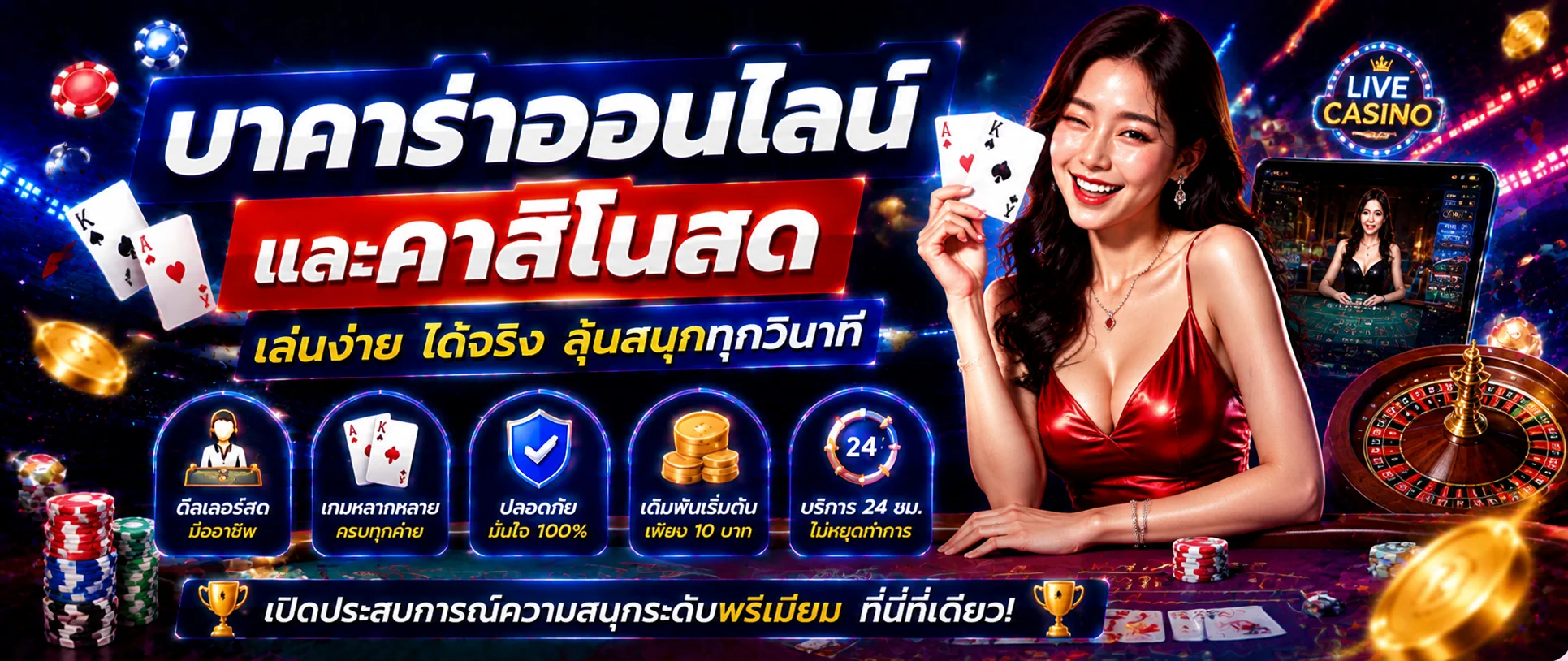 ถ่ายทอดสดจากดีลเลอร์จริงครบทุกเกม